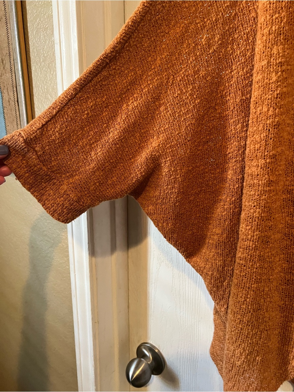 Mossimo Supply Co Short Sleeve Cardigan Sweater Top Orange gold Women Sz XL - Picture 2 of 4